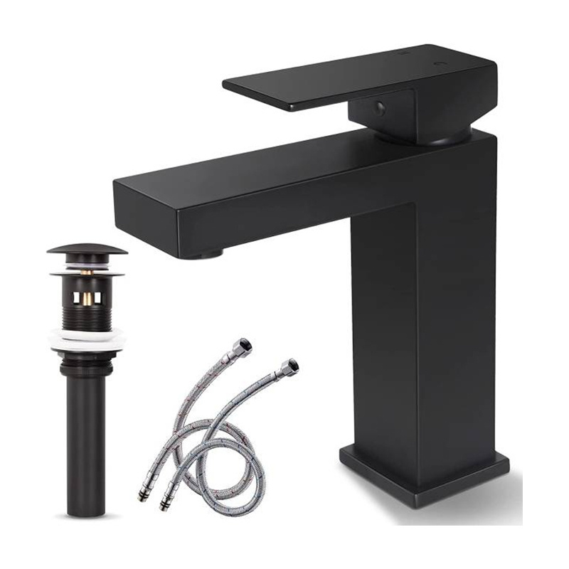 Single Handle Black Tap Brass Bath Basin CUPC Faucets with Pop-up Drain Stopper,Lead-Free