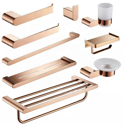 SUS 304 stainless steel Bathroom Hardware Set Wall Mounted rose gold bathroom accessories set