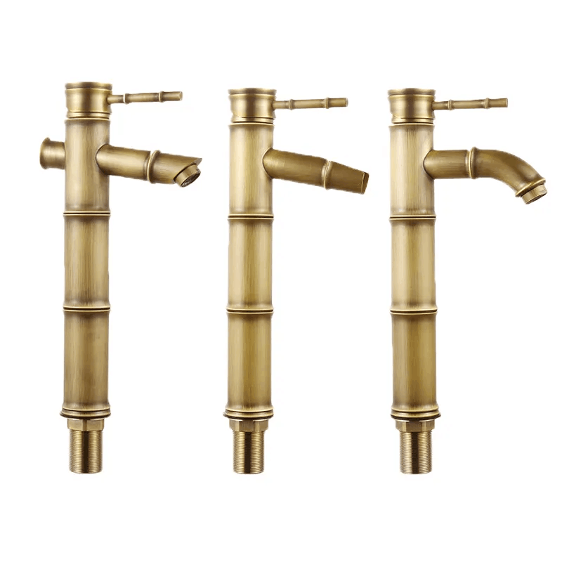 Single Handle Deck Mount Bamboo Bathroom Vessel Faucet Retro Brass Tall Spout Bath Tub Mixer Taps Bathtub Faucet