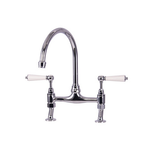 2023 Hot Sale Bridge Double Handle Antique Classic Luxury Brass Kitchen Faucet Kitchen Taps