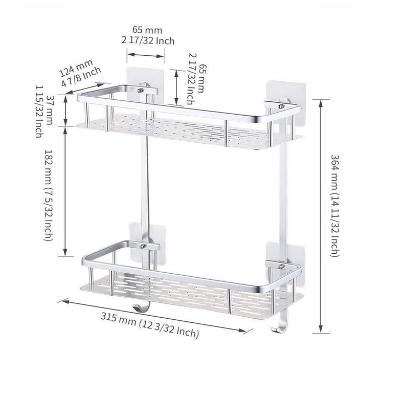 Bathroom Shelf Shower Shelf Adhesive Aluminum Shower Caddy for Shampoo Holder