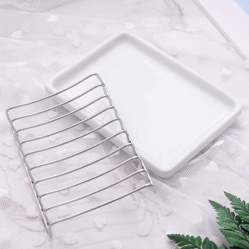 Hot sale Ceramic Soap Dish Holder, Stainless Steel Soap Bar Holder for Bathroom and Shower, Double Layer Draining Soap Box