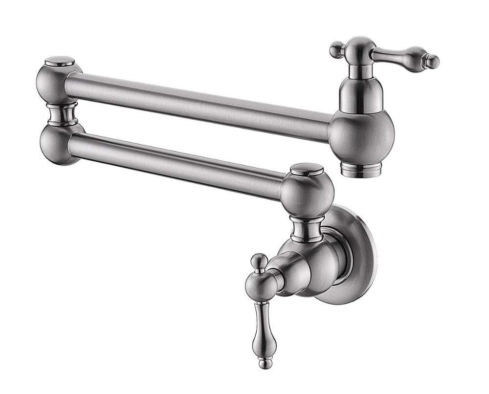 China supplier sales Flexible Wall Mount bibcock Two Handle Kitchen Mixer Tap Pot Filler Hot and cold water kitchen water faucet