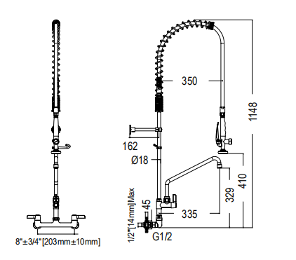 Best sellers in usa Commercial Sink Faucet with Sprayer Wall Mount pull out kitchen faucet lowes Pre Rinse Swing Spout Sprayer