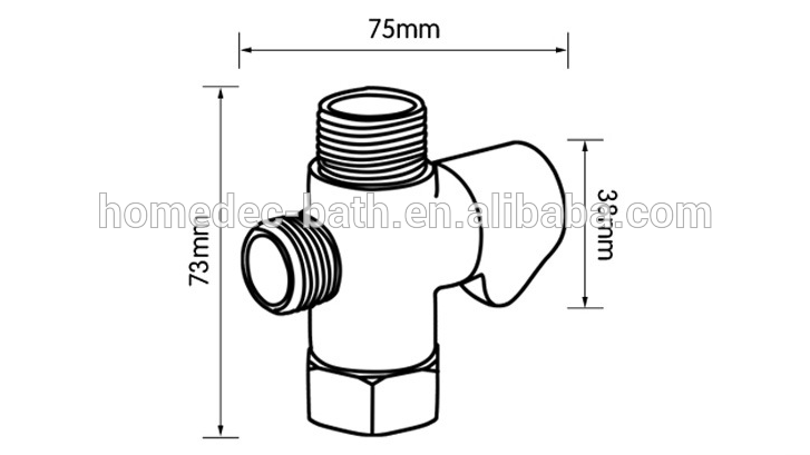 T-adapter with Shut-off Valve and 3-way Tee Connector and Chrome Finish shower fitting uae  water control valve