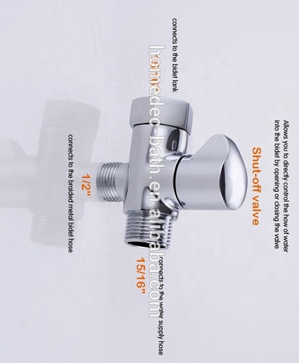 T-adapter with Shut-off Valve and 3-way Tee Connector and Chrome Finish shower fitting uae  water control valve