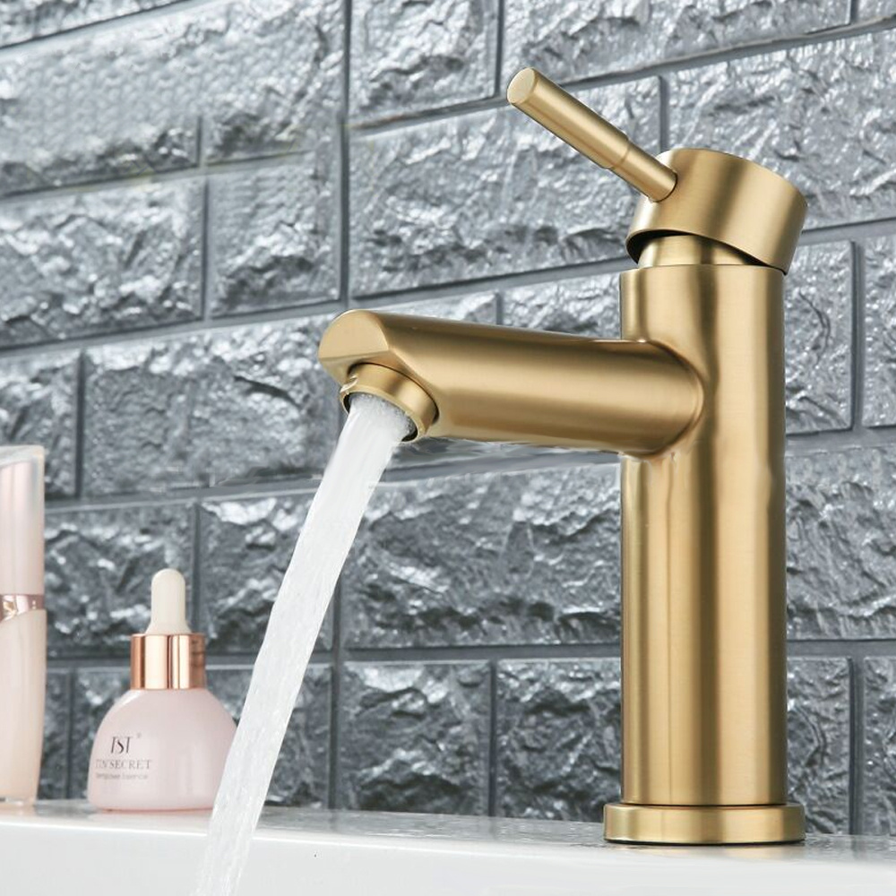 Modern mixer Faucets bathroom basin stainless steel brushed golden basin sink faucet tap