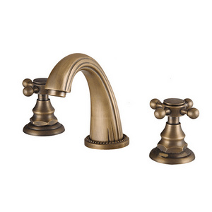 Luxury Classic Antique Faucet Solid Brass Deck Mount Mixer Two Handles Bathroom Sink Bath Tub Taps wholesale basin faucet