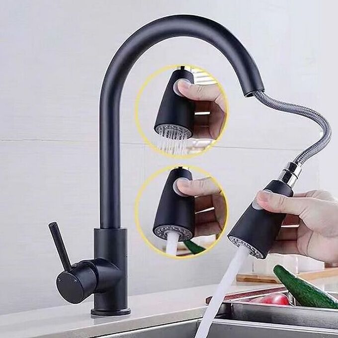 Stainless Steel pull out spray kitchen faucet Matte Black Single Handle UPC faucets