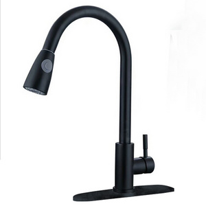 Stainless Steel pull out spray kitchen faucet Matte Black Single Handle UPC faucets