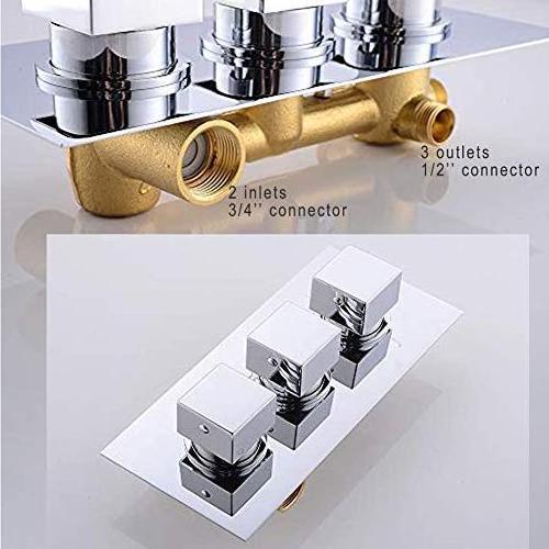 Solid Brass 3-Way Thermostatic Mixer Shower Valve Water Diverter, Inlet 3/4