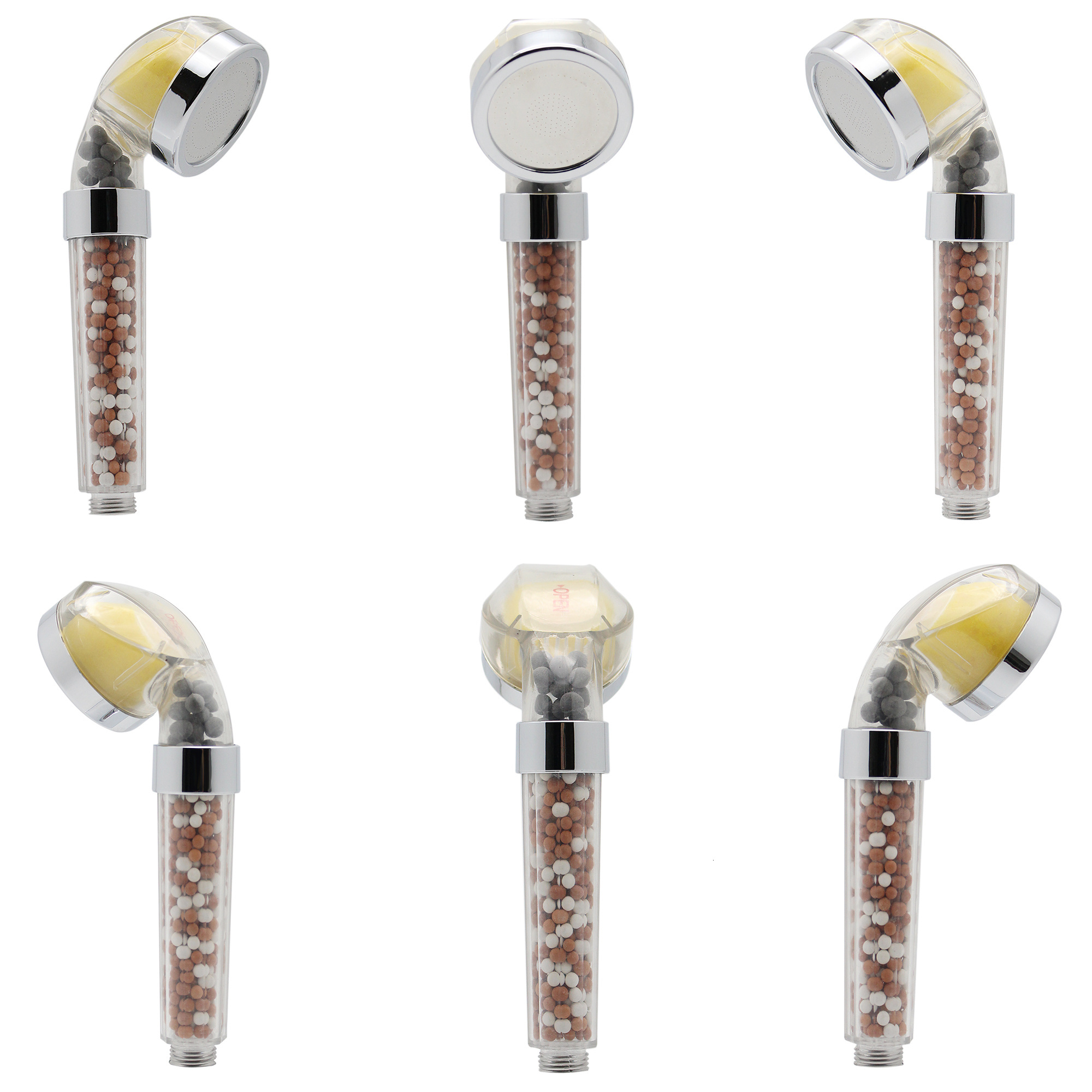 High Pressure plastic sense chlorine filter Handheld shower heads vitamin c showerhead with stones