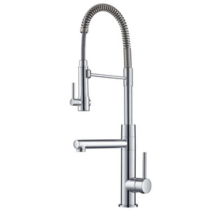 Modern Design 2-Function Commercial Style Pre-Rinse Kitchen Faucet with Pull-Down Spring Spout and Pot Filler