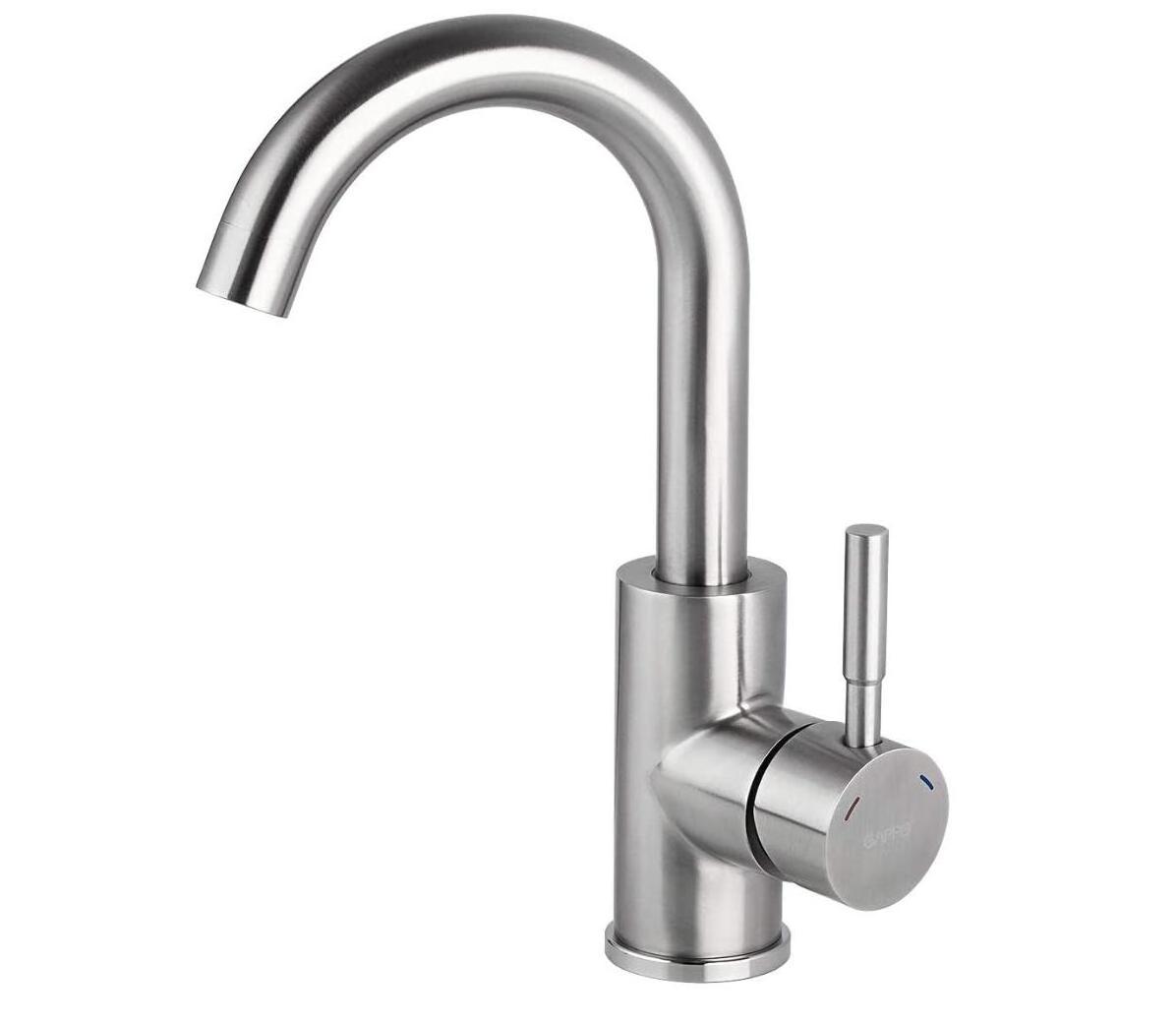 Sink Faucet Brushed Nickel  Bathroom Stainless Steel Farmhouse Lavatory Sink Faucet Mixer Small Kitchen Faucet