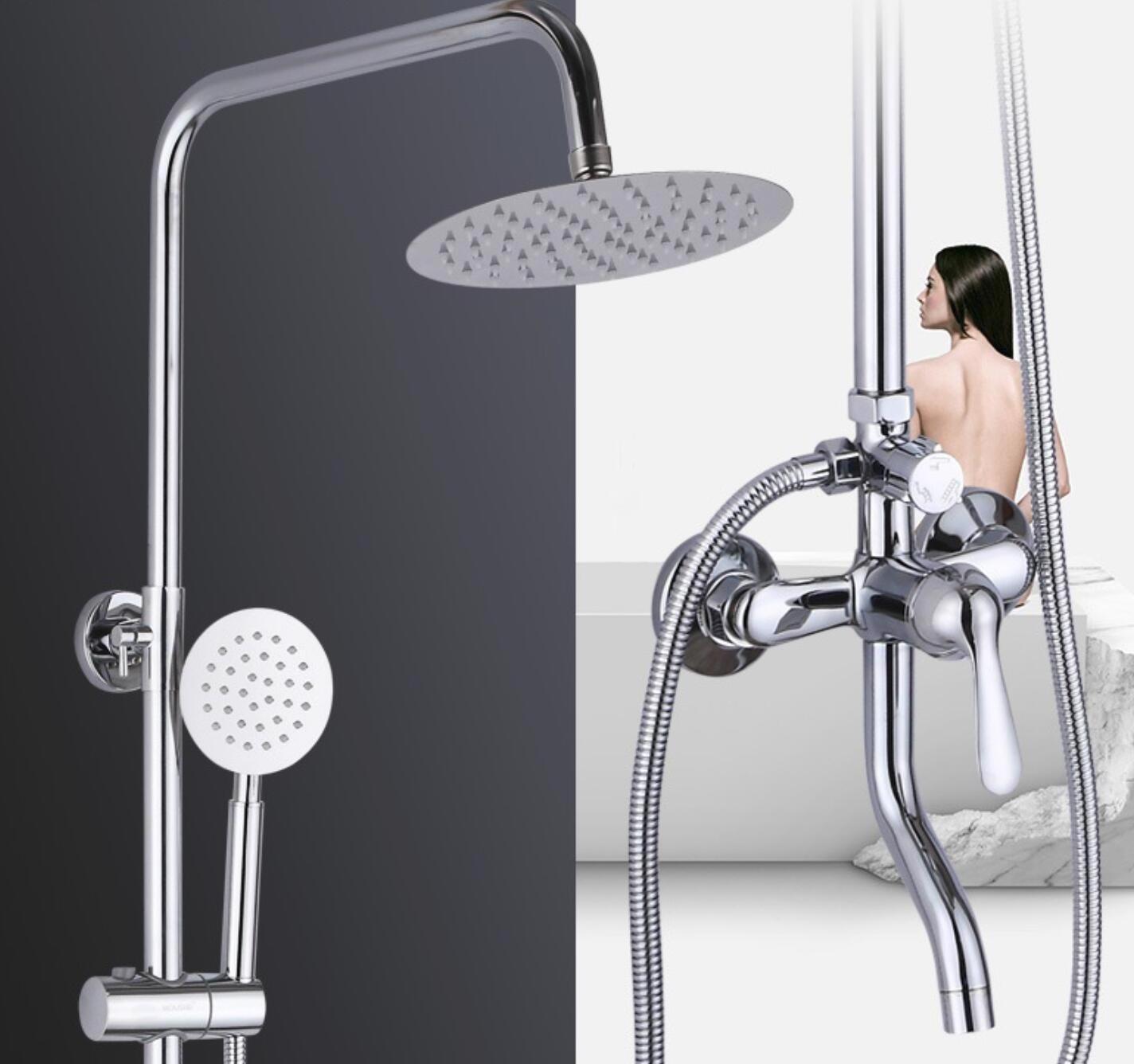 Polish Chrome brass valve exposed shower set Outdoor Shower Fixture Shower Faucet Combo Set