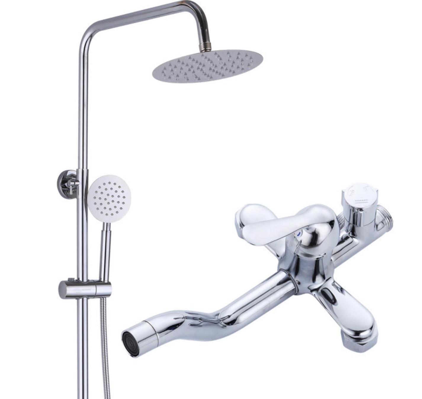 Polish Chrome brass valve exposed shower set Outdoor Shower Fixture Shower Faucet Combo Set