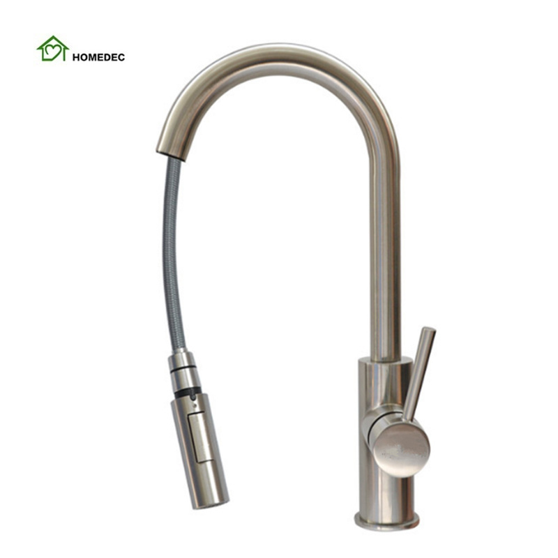 2024 America Hot Sale Modern Brushed Nickel Sink Water Tap Deck Mounted Smart Touch Sensor Pull Out Sink Kitchen Faucets