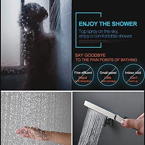 16-inch ceiling shower set  6 body nozzles and brass hand shower, shower faucet pressure balance mixing valve