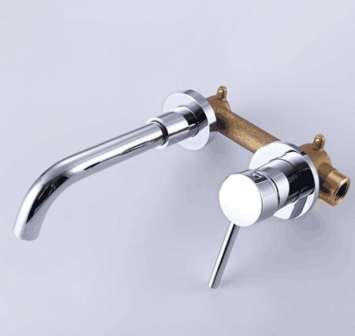 Chrome Brass Basin Taps Bathroom Sink Faucet Tub Mixer Wall Mount Hot and Cold  Basin Faucet