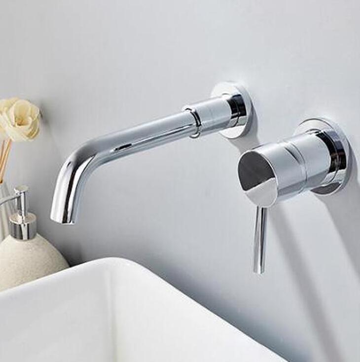 Chrome Brass Basin Taps Bathroom Sink Faucet Tub Mixer Wall Mount Hot and Cold  Basin Faucet