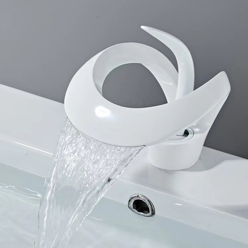 Waterfall Bathroom Faucet  One Handle Basin Mixer Tap Hot Cold Faucet Single Hole desk Mount