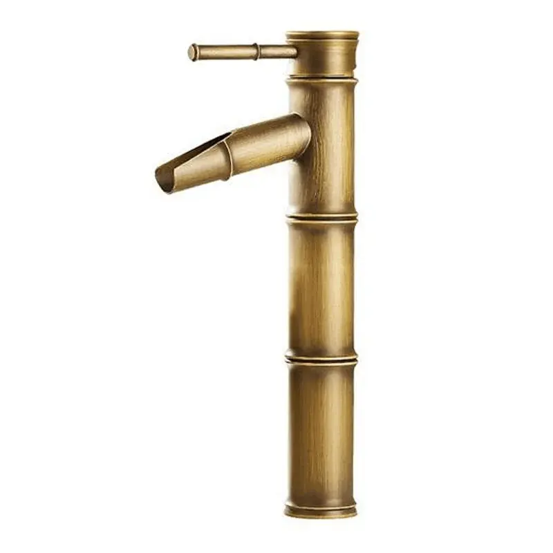 Bamboo Style Antique Brass Mixer Tap Single Handle Bathroom Basin Faucet