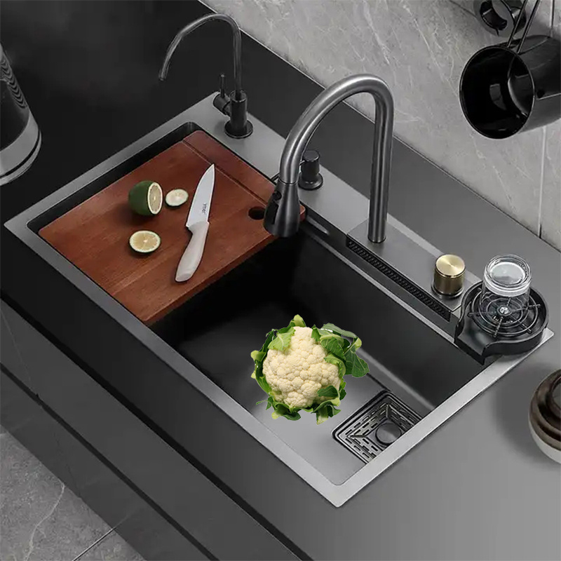 Sink Kitchen SS 304 Stainless Steel Multifunctional Rainfall Faucet Kitchen Sink With Waterfall