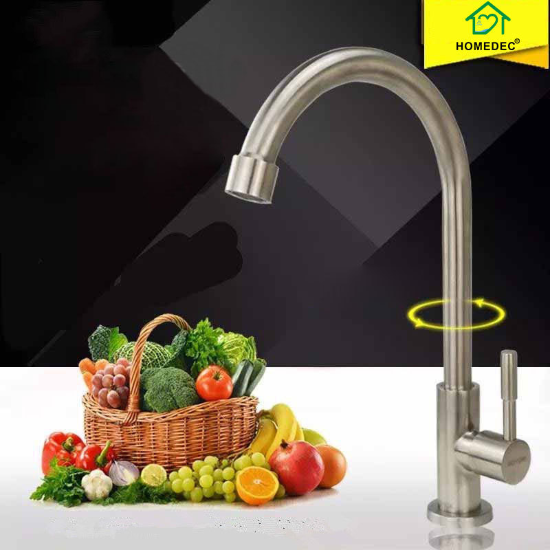 304 stainless steel kitchen tap splash-proof wash basin single cold washbasin sink kitchen faucet