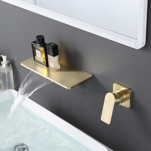 Wholesale Waterfall Brushed Gold Bathroom Sink Faucet Wall Mount Wall mount Bathroom Faucet