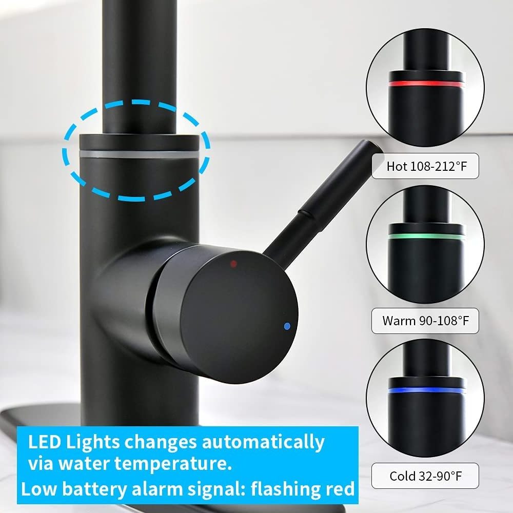 360 degree smart touchless 304 stainless steel touch pull out down kitchen faucets with led light