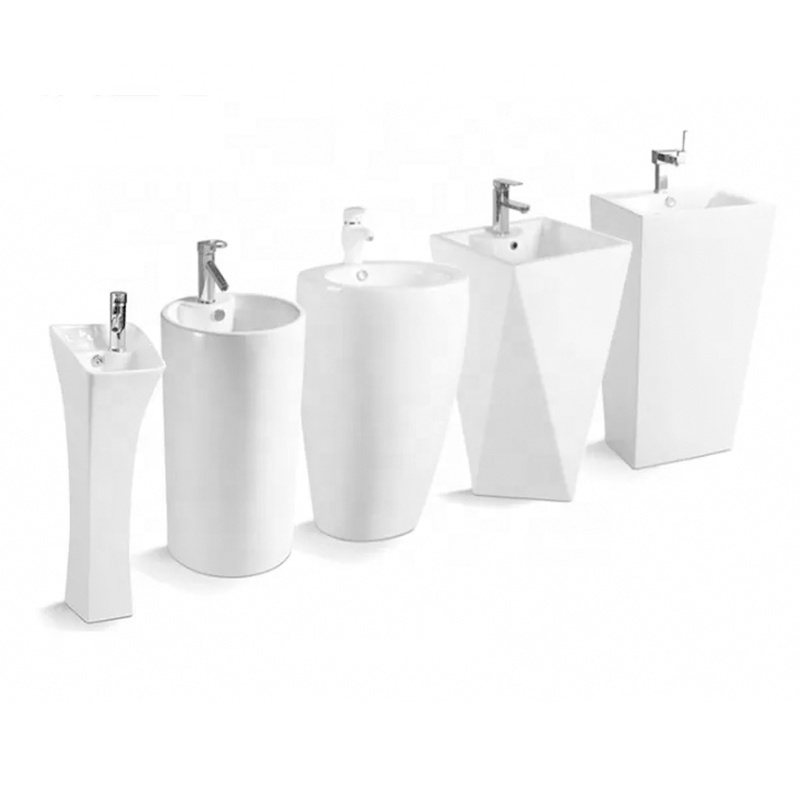 modern freestanding white marble ceramic wash bathroom products basin Sinks free standing art basin