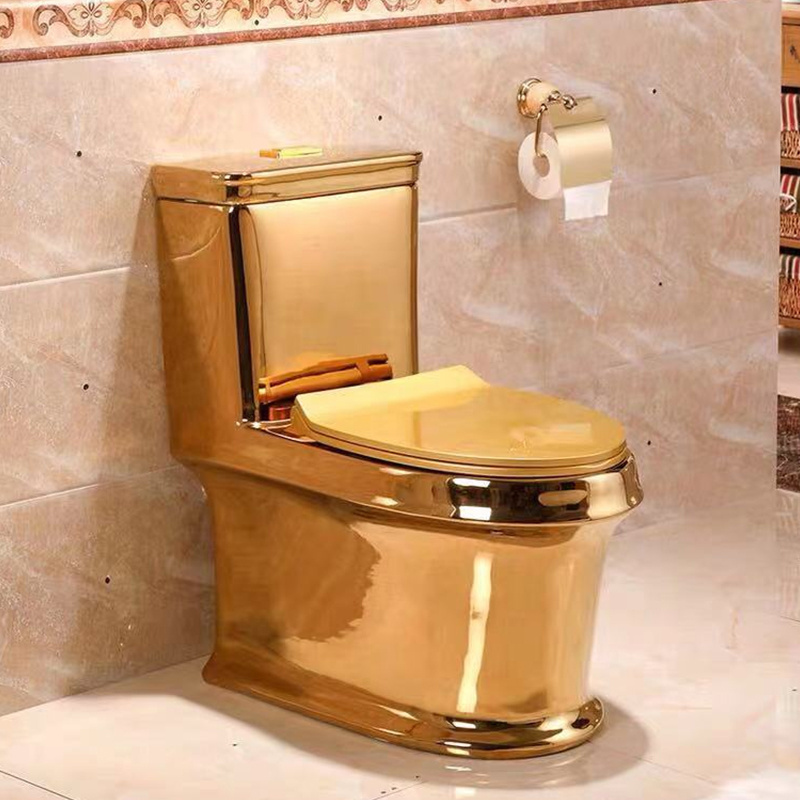 Bathroom dubai gold color toilet One Piece Ceramic gold plated colour wc toilet for sale