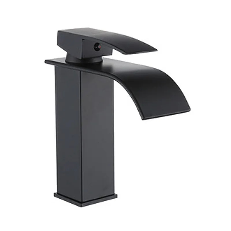 beautiful design  waterfall basin faucet brass material ceramic caridge bathroom faucet black