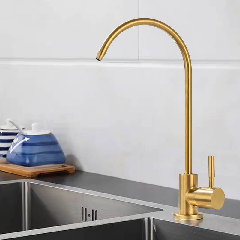 new design faucet kitchen tap for hotel apartment kitchen stainless steel brushed hot and cold mixed faucet