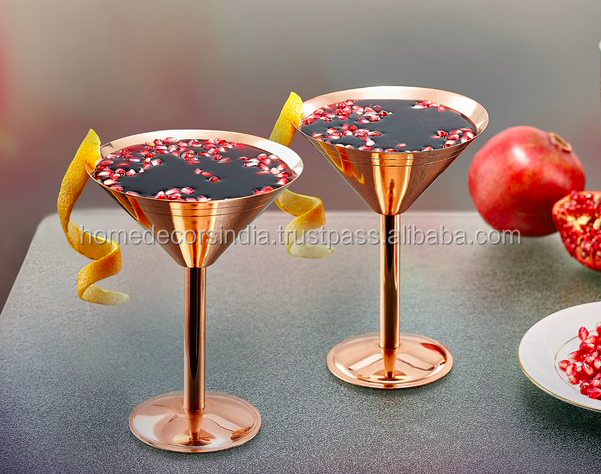 Metal Copper Polished Super quality Martini Glasses