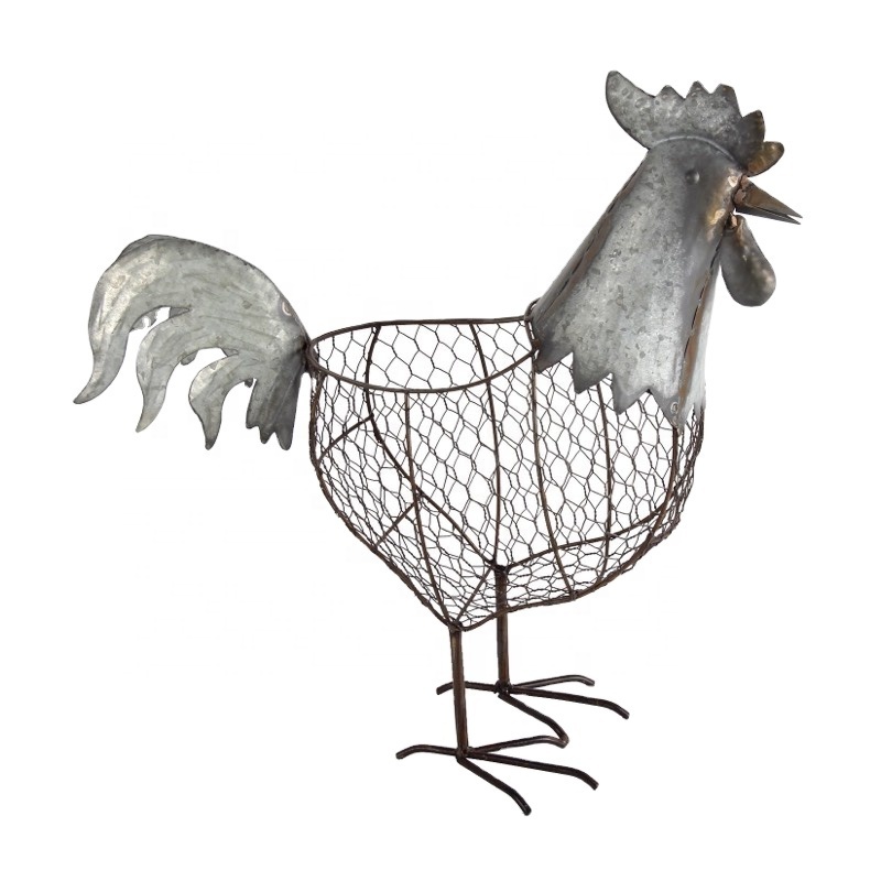 Metal wire Goat rustic Rooster Chicken Garden Stake topiary frame