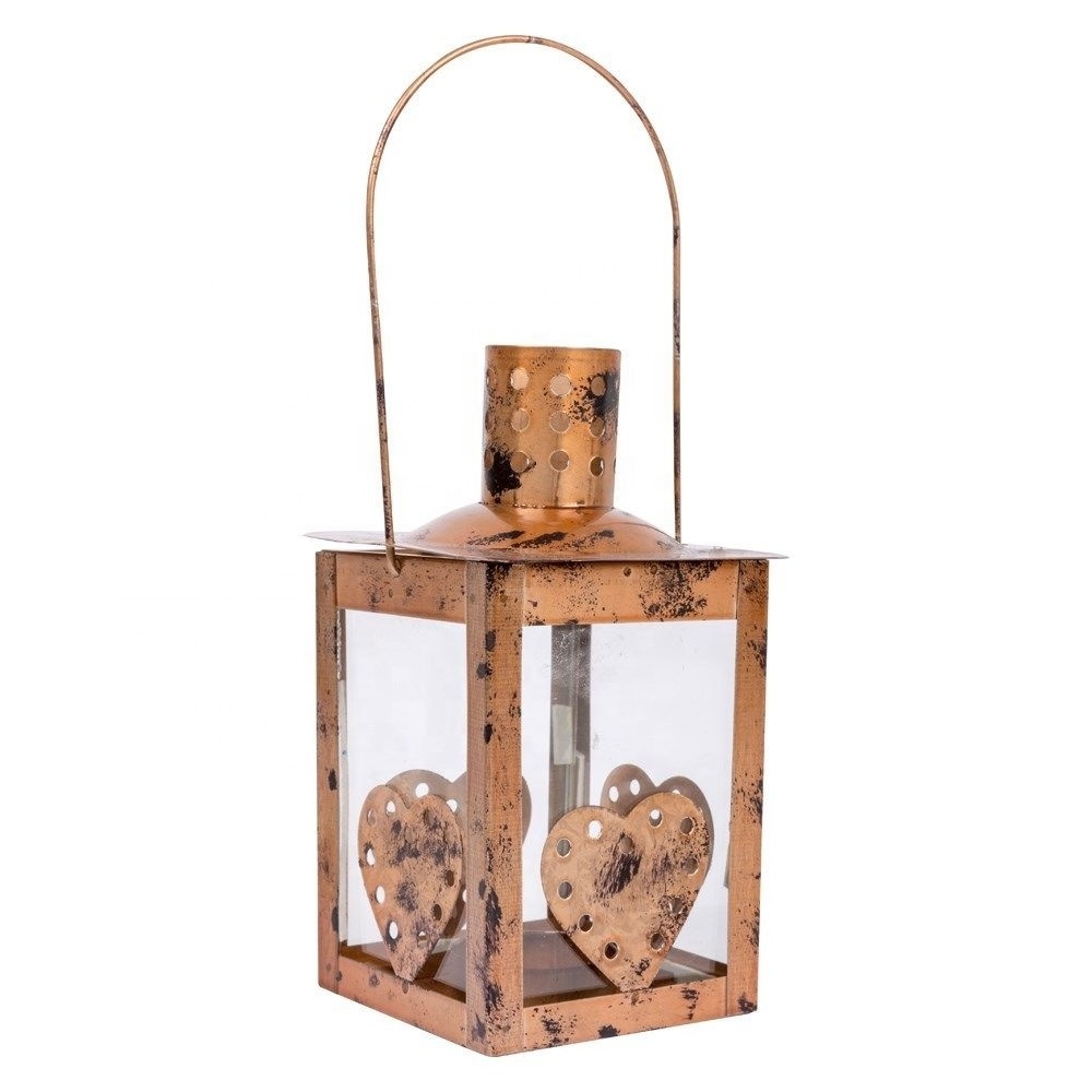 Tea Light Lantern Grey or Copper Distressed christmas moroccan copper Lantern lights candle