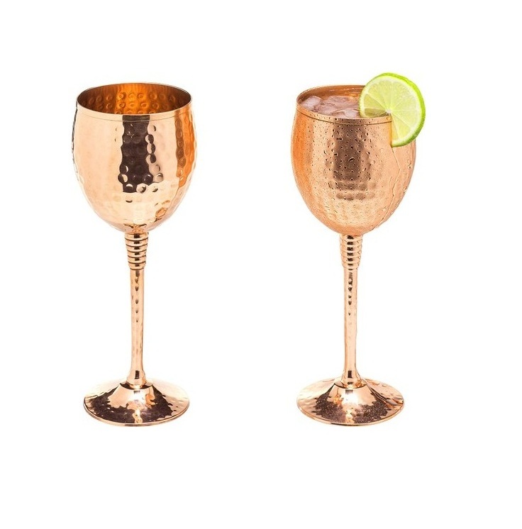 Antique Gold Plated Copper Wine Goblet Wholesale Manufacturer Customized Handmade Copper Wine Drinking Goblet Glass