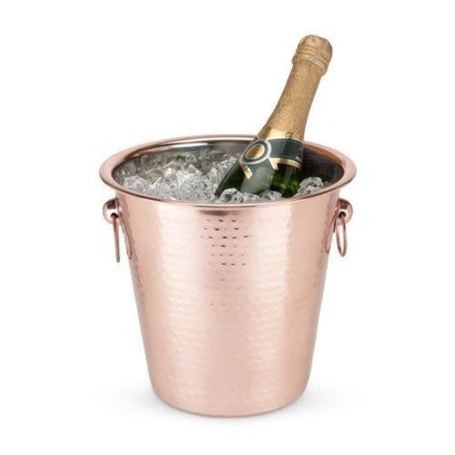 Matte Copper Finished Hammered Ice Bucket Beer Bottle Chilling Double wall Ice Bucket Manufacturer