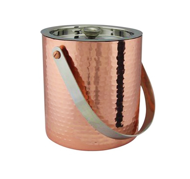 Matte Copper Finished Hammered Ice Bucket Beer Bottle Chilling Double wall Ice Bucket Manufacturer