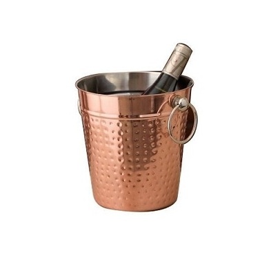 Matte Copper Finished Hammered Ice Bucket Beer Bottle Chilling Double wall Ice Bucket Manufacturer