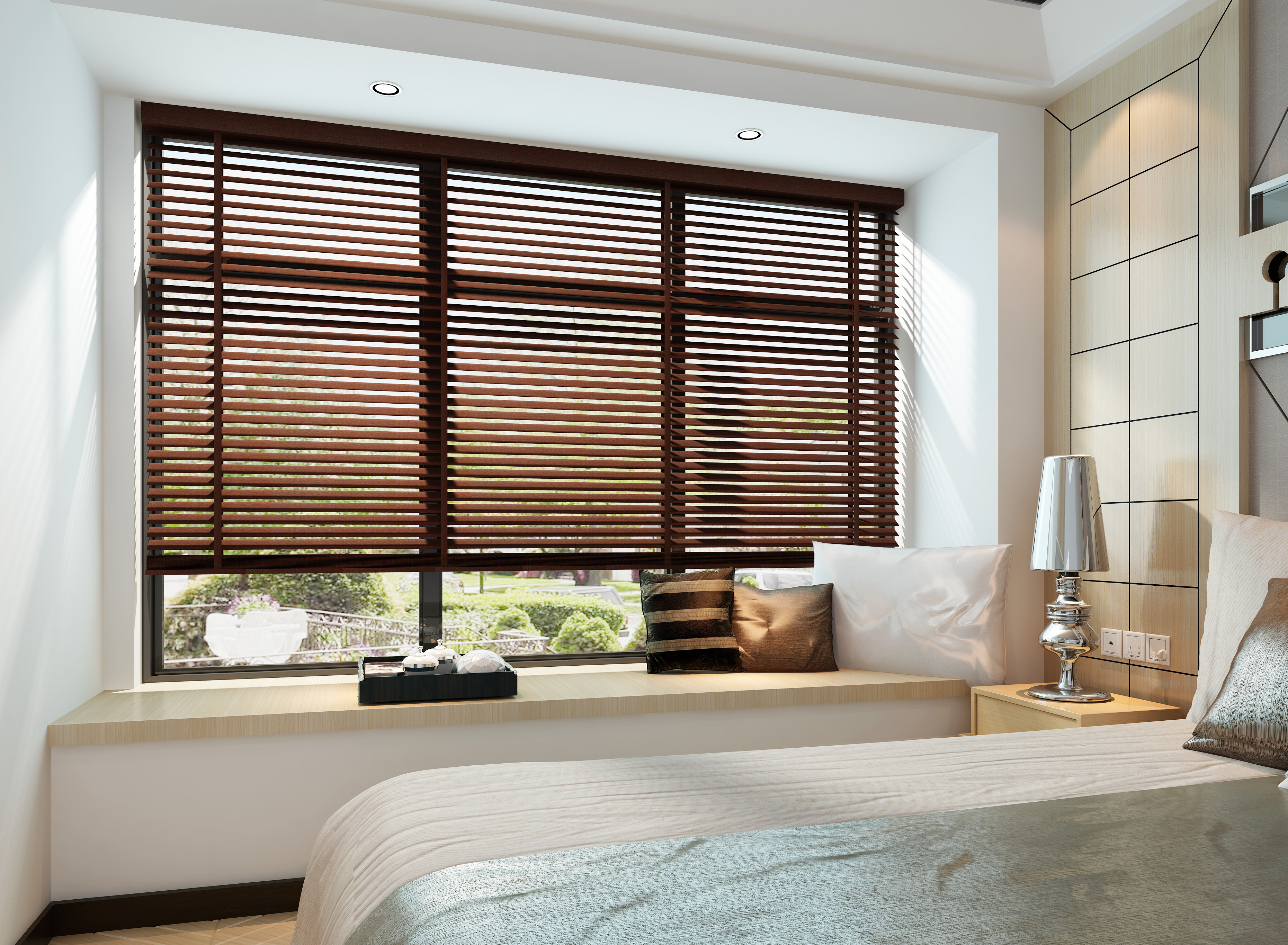 Wood plantation shutters window blinds white teak Venetian blinds window decoration