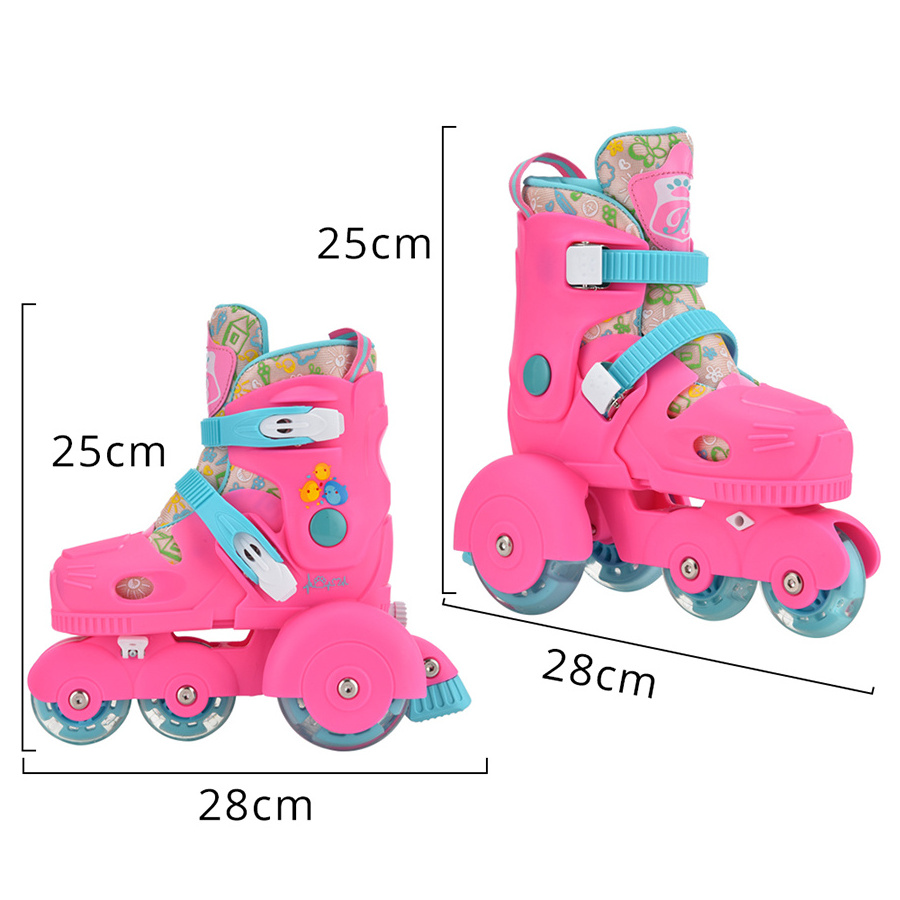 Factory OEM Hot selling adjustable 4 flashing PU wheels flashing roller inline skates shoes for kids warm