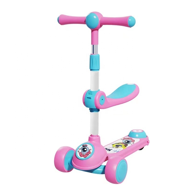 3 height adjustable baby toys bike kids kick board mini magic scooter with light-up 4 wheels