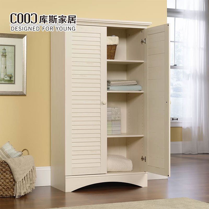 Louver 2 Door Storage Cabinet Armoire Organisateurs Wooden Wardrobe Bedroom Closet Furniture