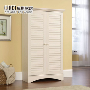 Louver 2 Door Storage Cabinet Armoire Organisateurs Wooden Wardrobe Bedroom Closet Furniture