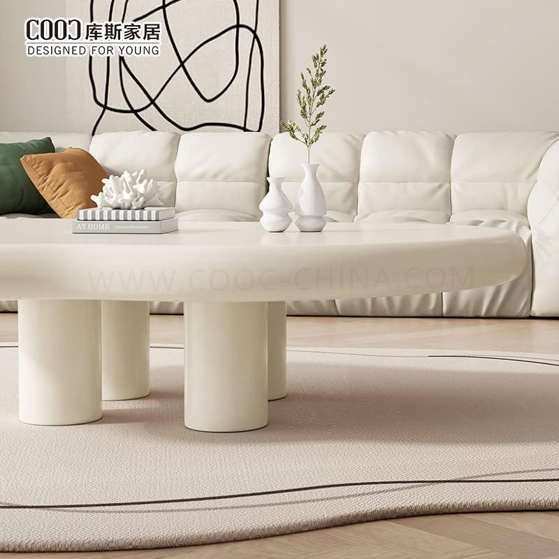 MDF Wooden Modern Living Room White Small Nordic Centre Tea Table Cloud Coffee Table