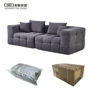 Vacuum Packing Modern Fabric Design 3 Seater Sectional Compressed Sofa Set Living Room Furniture For Home