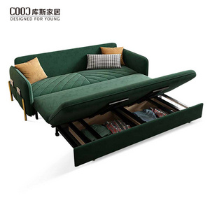 Modern Convertible Multifunction Futon Sofa Come Bed Furniture Pull Out Folding Sleeper Sofa Bed with Storage