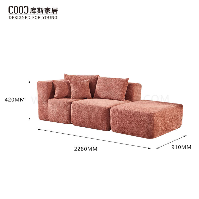 Modern Living Room Furniture Velvet Fabric Floor Sectional Couch Vacuum Packed Compressed Chaise Lounge Sofa for Home